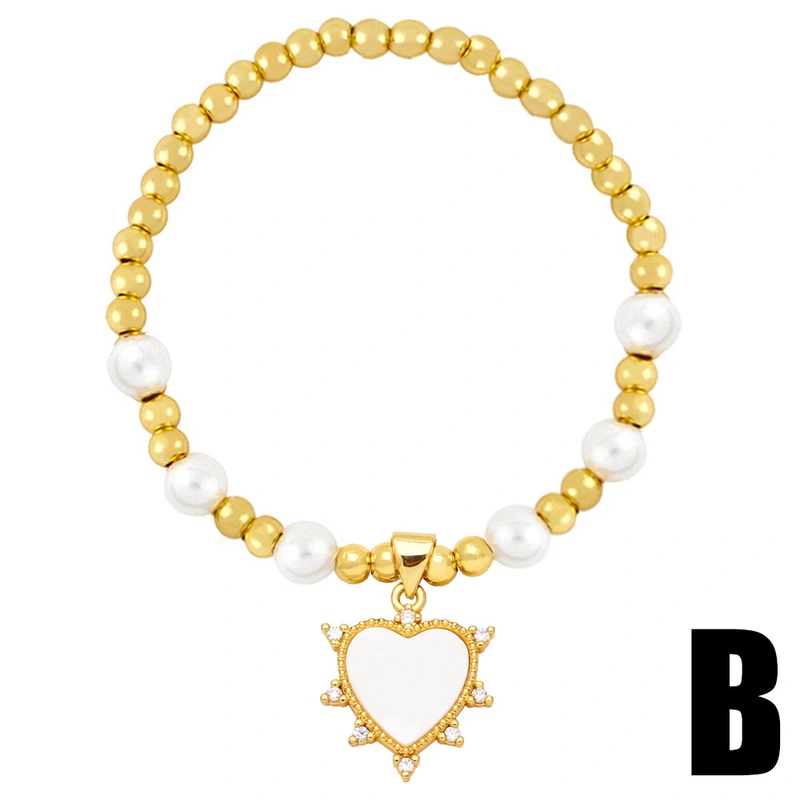 European and American niche pearl beaded bracelet style fashion French light star moon star love pendant bracelet brj80