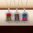 Luxury colored tourmaline pendant hollow palace style gradient color zircon necklace Mother's Day gift