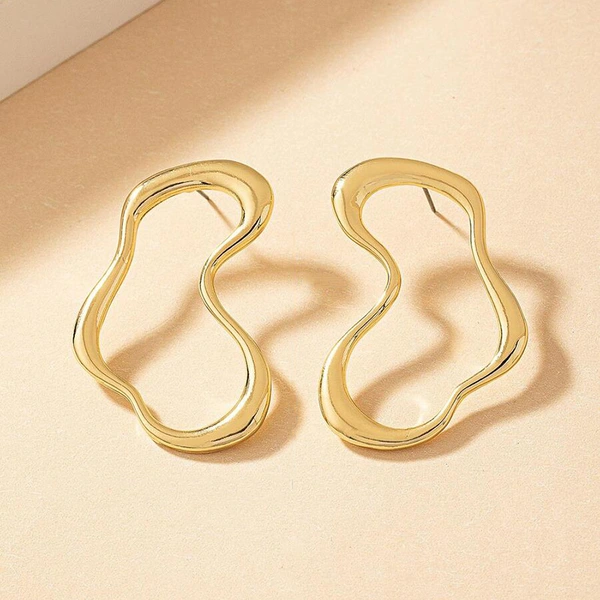 Heart-shaped irregular line earrings fashionable personality simple cold style earrings metallic party earrings