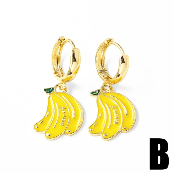 AS jewelry hot style fruit oil drop strawberry banana grape pendant earrings earrings female ers53