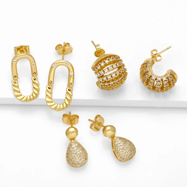 TM new full zirconium water drop earrings niche light luxury gold-plated earrings earrings jewelry wholesale era166