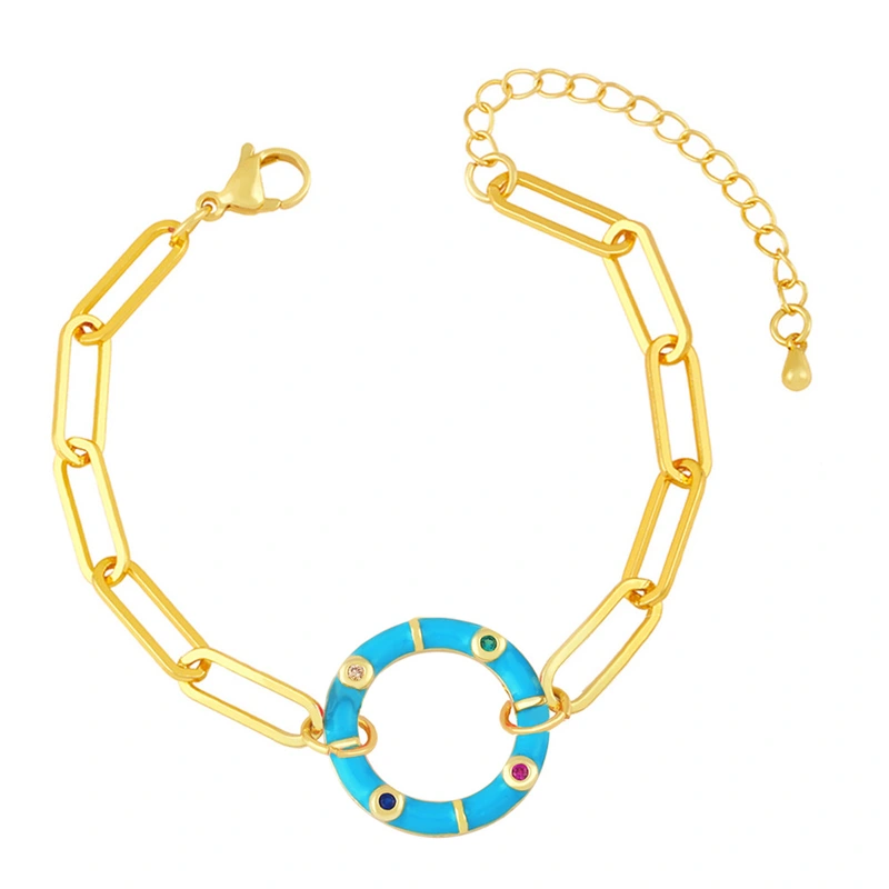 Clearance Bohemian style color oil drop geometric round bracelet female European and American trendy niche bracelet bre97