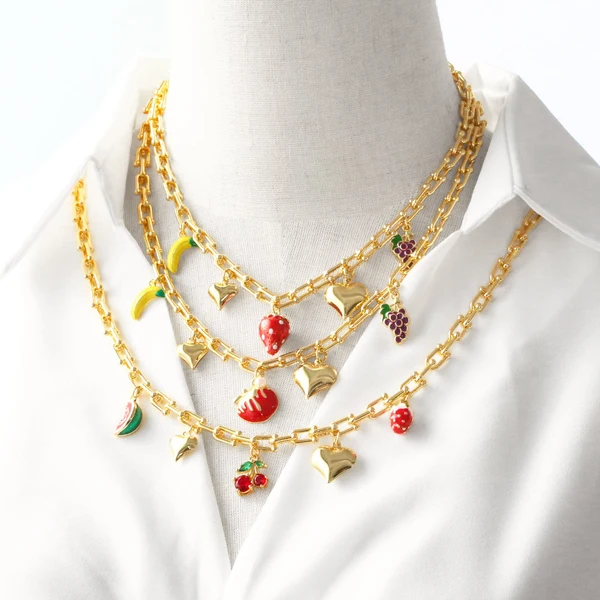 Clearance AS jewelry hot sale love fruit strawberry oil drop women's gold-plated clavicle necklace nka093