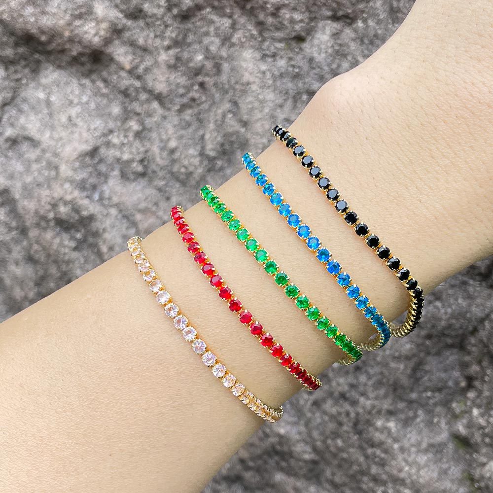 Hot selling European and American style colored zircon bracelet female Internet celebrity fashion niche retro colored diamond hand jewelry brh90
