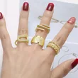 AS jewelry hot selling full zircon U-shaped love ring female gold-plated open ring rim98