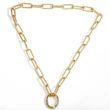 Clearance European and American thick chain metal diamond geometric oval pendant splicing necklace female trend INS necklace nkv91