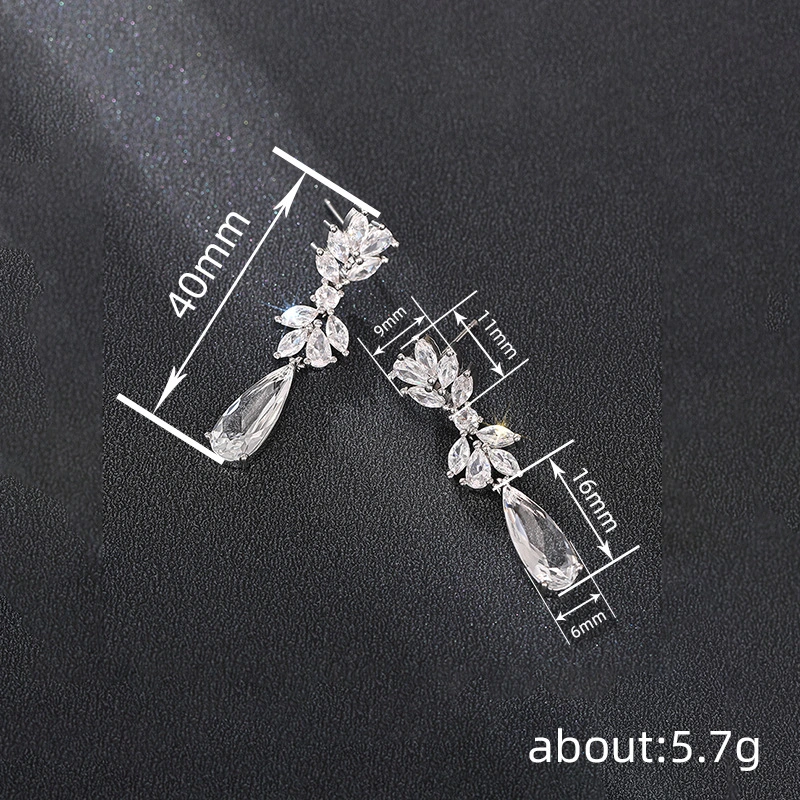  European and American style hot selling earrings for women, water drop flower pendant accessories, high-end light luxury fashion jewelry