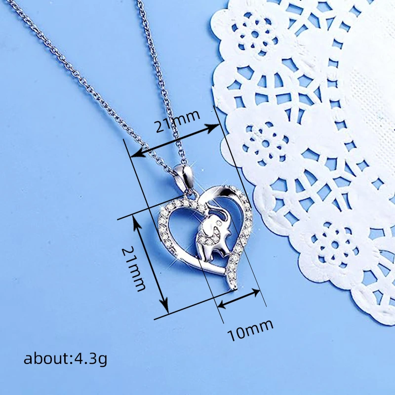 Hot selling animal necklaces in Europe and America, high-end and versatile elephant necklaces, heart-shaped clavicle chains