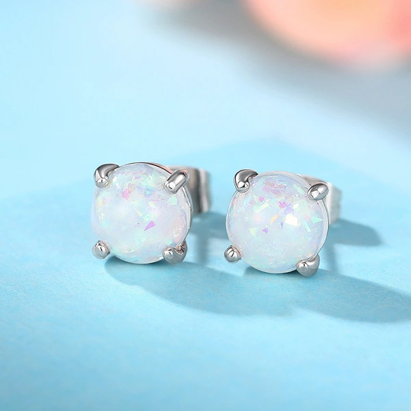  Glossy imitation opal exquisite earrings for women, daily wear style niche fashionable design jewelry