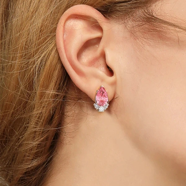 Summer new pear-shaped teardrop earrings temperament Korean all-match net red small earrings exquisite zircon earrings