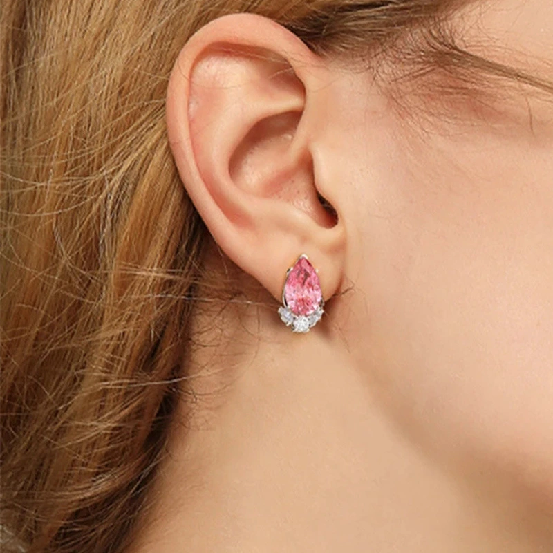 Summer new pear-shaped teardrop earrings temperament Korean all-match net red small earrings exquisite zircon earrings