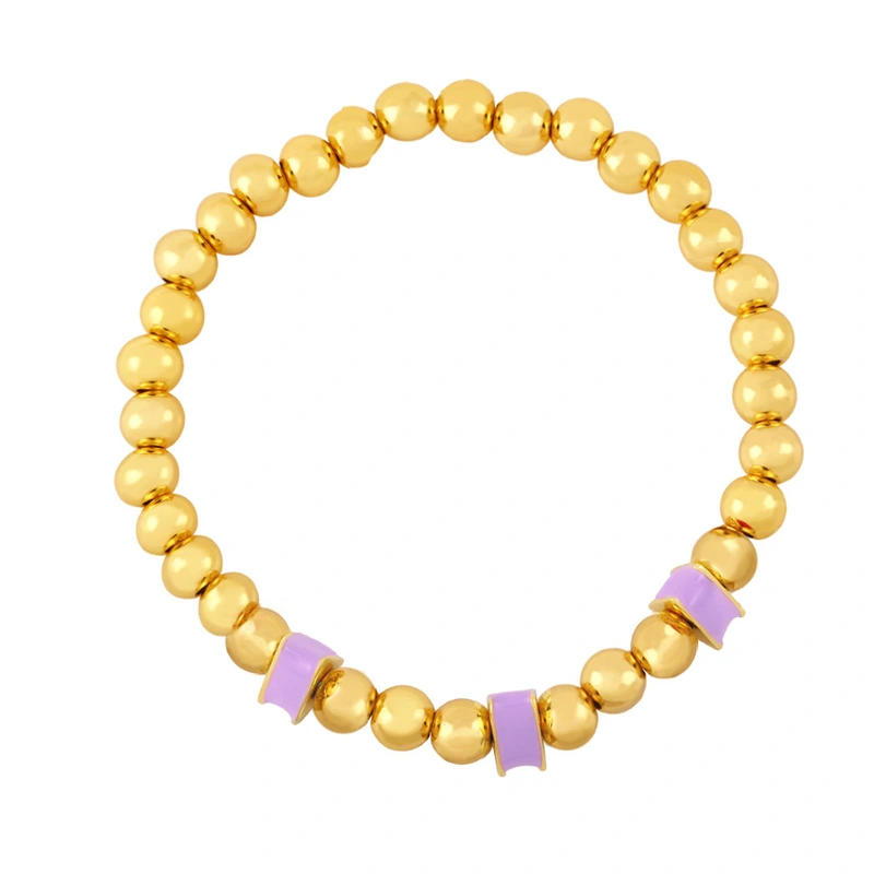 Clearance European and American jewelry color dripping copper plated 18K gold round beads couple beaded bracelet bracelet bre90