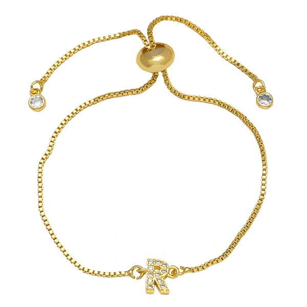 AS jewelry full zirconium 26 English letters bracelet copper plated real gold adjustment jewelry brm62