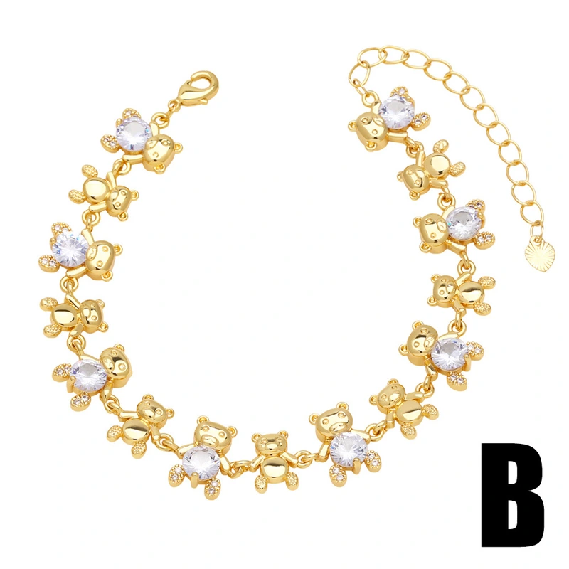 Clearance hot sale pearl bracelet creative inlaid zircon love bear hand jewelry bracelet female brm51