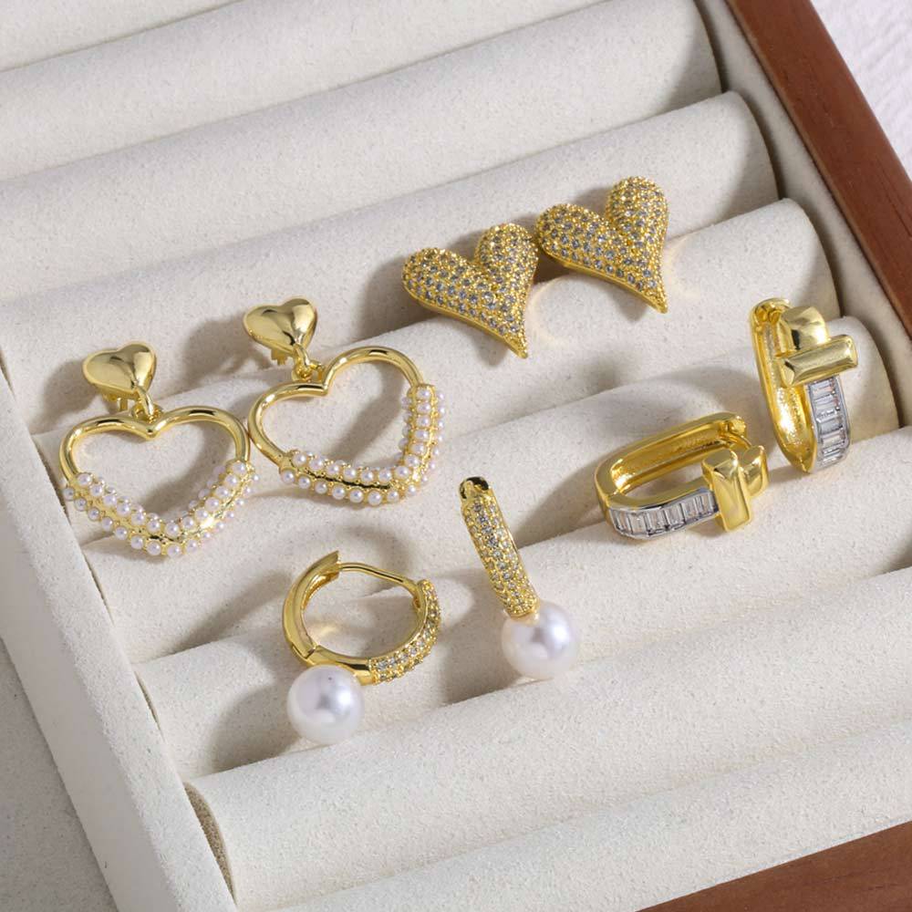 AS jewelry new simple versatile pearl love heart-shaped earrings earrings female ers32