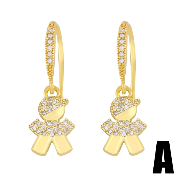 2023 new European and American fashion 18K gold earrings simple cartoon character girlfriend student earrings female ery29
