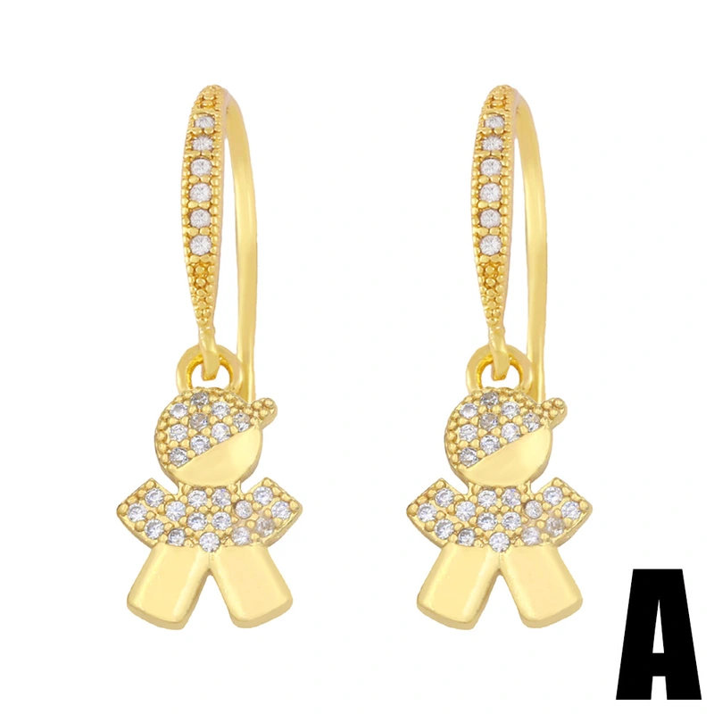 2023 new European and American fashion 18K gold earrings simple cartoon character girlfriend student earrings female ery29