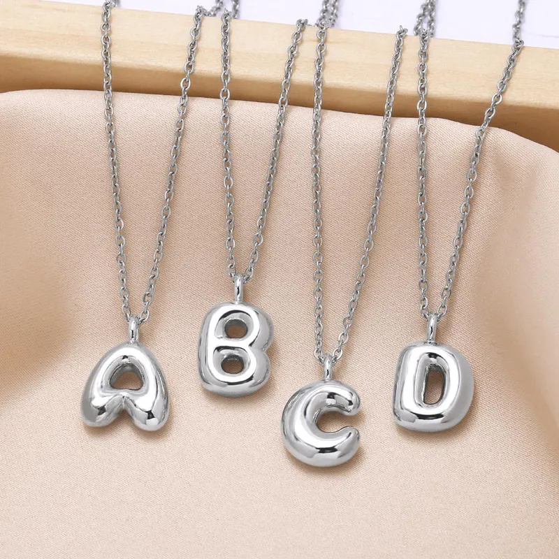 European and American hot-selling jewelry 26 English letters pendant necklace hip-hop smooth gold-plated clavicle chain nkp13