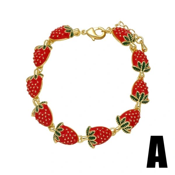 AS jewelry new pearl cherry strawberry insect oil drop bracelet brj54 bracelet