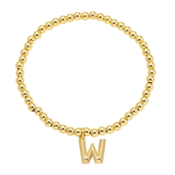 AS jewelry hot selling gold three-dimensional 26 English letters beaded bracelet bracelet brb34