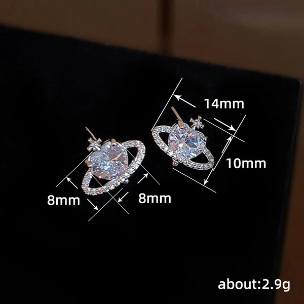 Super exquisite heart zircon earrings hot style net red planet universe earrings unique design shining earrings