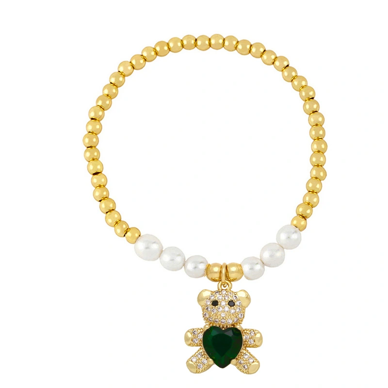 European and American trendy love bear bracelet female design niche versatile temperament pearl bracelet wholesale bra61