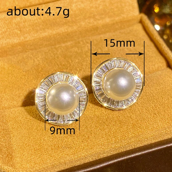 New style gentle small fragrance style earrings for women high-end temperament irregular round earrings imitation pearl earrings