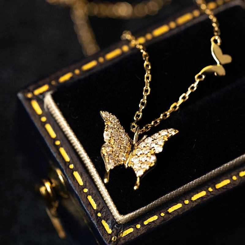   Hot selling butterfly exquisite necklace micro inlaid zircon exquisite jewelry female sweet and elegant lady style