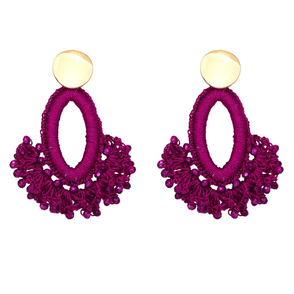 European and American fashion exaggerated handmade rice bead earrings fan-shaped tassel earrings Bohemian ethnic style earrings era304