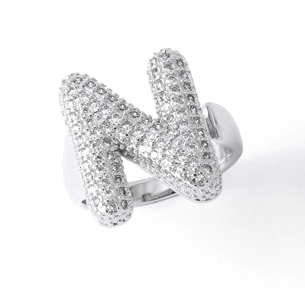 Jewelry Europe and the United States hot selling 26 English letter ring gold-plated full zircon fat letter ring rih91