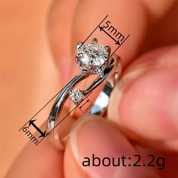  European and Korean inlaid zircon ring for women shiny fashionable engagement jewelry geometric design exquisite ring