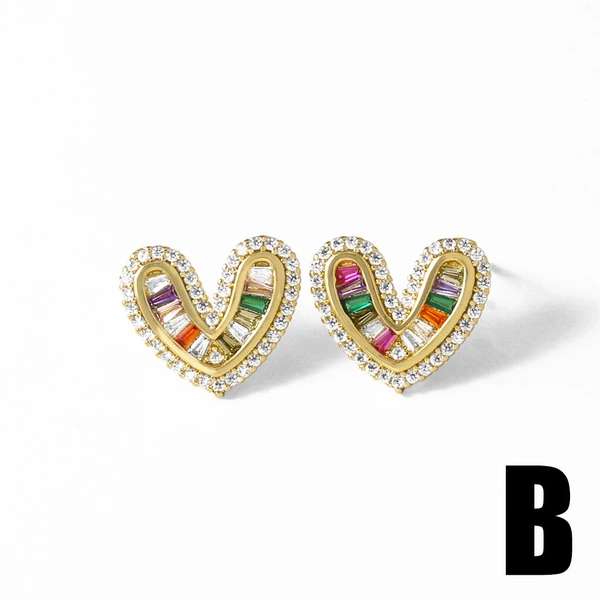 AS jewelry European and American hot-selling love heart-shaped earrings female copper plated 18k gold peach heart earrings earrings erv66