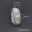  Classic retro engraved auspicious flower ring classical wide version Miao ring Yunnan ethnic style men and women's jewelry