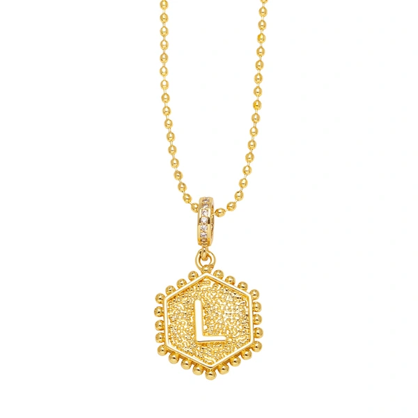 AS jewelry European and American hexagonal heart 26 English letters necklace clavicle necklace nkb296 necklace