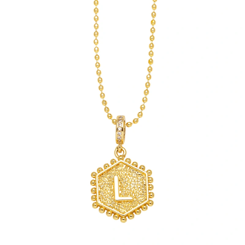 AS jewelry European and American hexagonal heart 26 English letters necklace clavicle necklace nkb296 necklace