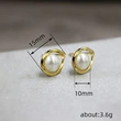  High-end simple earrings fashionable daily commuting all-match imitation pearl earrings Mobius ring earrings