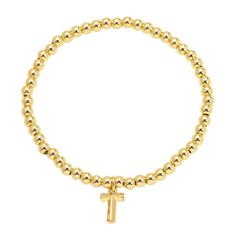 AS jewelry hot selling gold three-dimensional 26 English letters beaded bracelet bracelet brb34