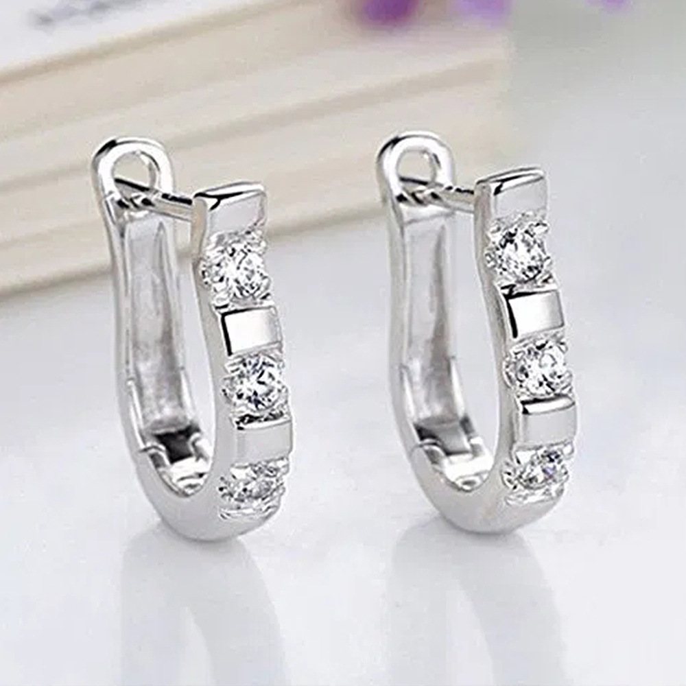 Fashion OL geometric U-shaped zircon earrings high-end harp diamond earrings personality simple lady earrings