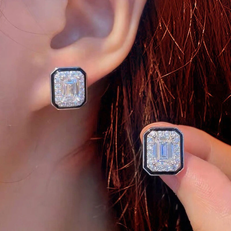  Small fragrance style light luxury style fashion earrings female temperament lady geometric square earrings popular earrings