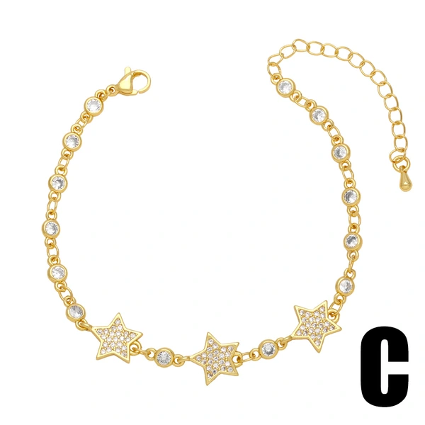 Light luxury high-end full diamond zircon butterfly bracelet female niche design star five-pointed star bracelet brd72