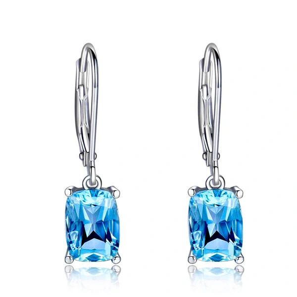 New blue imitation topaz drop earrings for women simple zircon earrings European and American jewelry wholesale