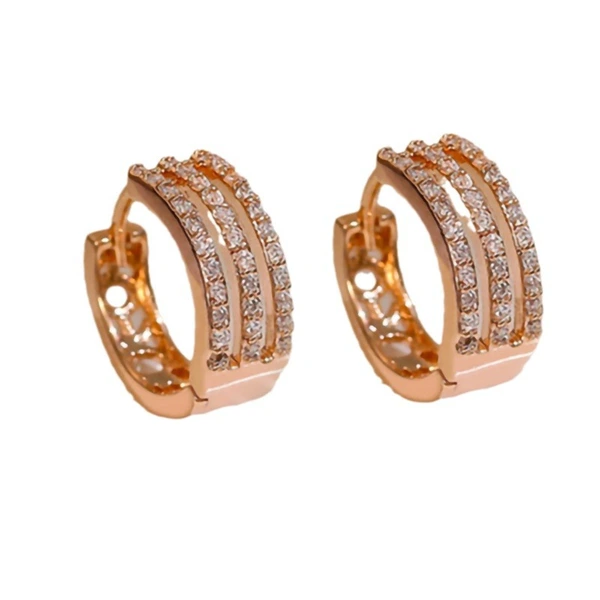Micro-inlaid multi-layer line earrings hollow design classic versatile earrings temperament queen high-end earrings