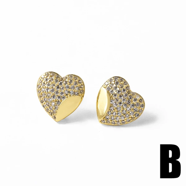 AS jewelry hot selling love heart inlaid colored zircon earrings earrings female err03