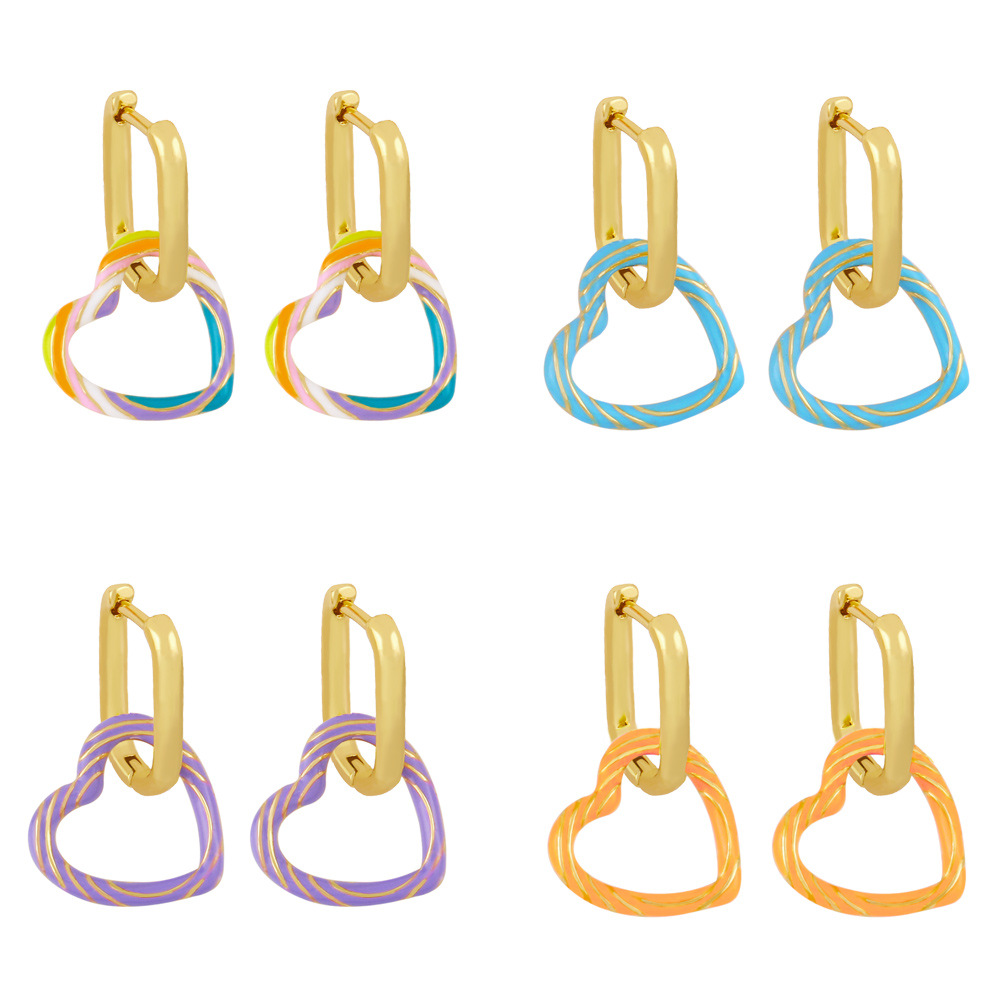 European and American color drop oil geometric earrings niche design simple love heart earrings female temperament earrings ery42