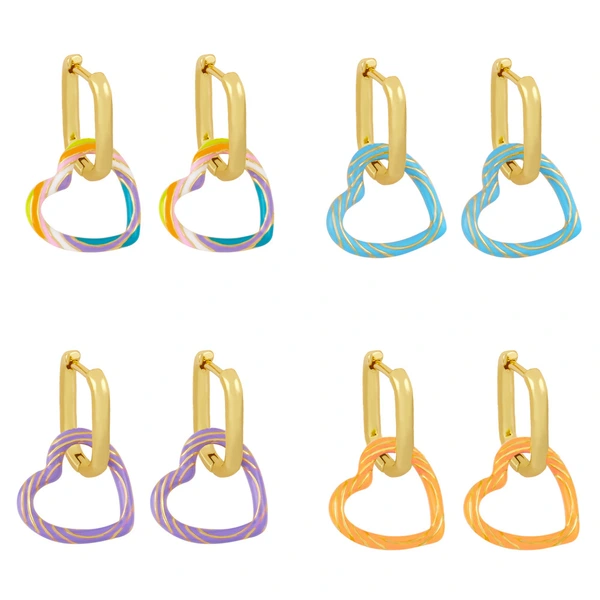 European and American color drop oil geometric earrings niche design simple love heart earrings female temperament earrings ery42