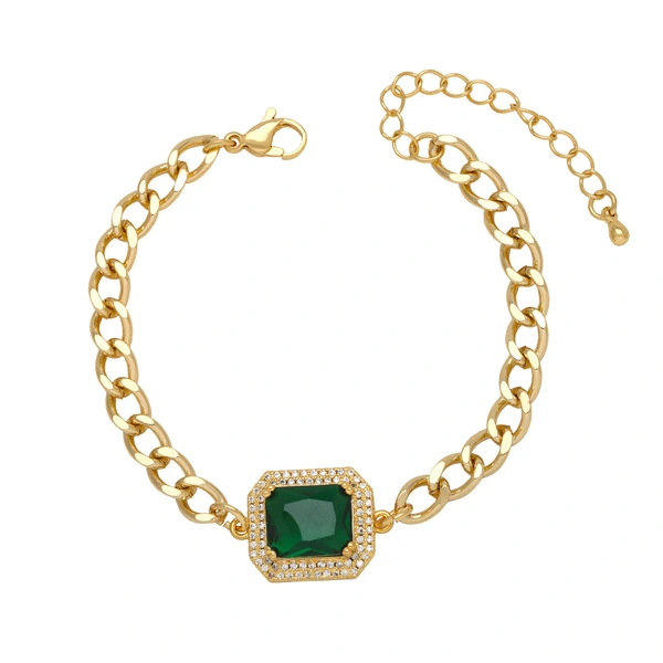 Clearance hot sale inlaid colored zircon bracelet women's versatile copper plated real gold hand jewelry brd25