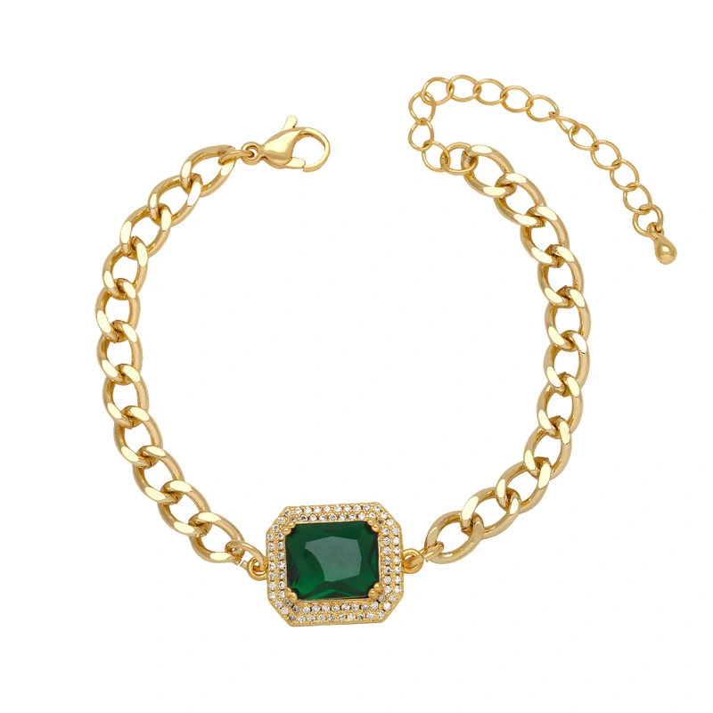 Clearance hot sale inlaid colored zircon bracelet women's versatile copper plated real gold hand jewelry brd25