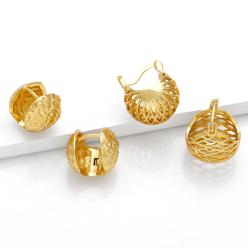 Clearance jewelry hollow earrings European and American simple round retro gold-plated earrings earrings erv94