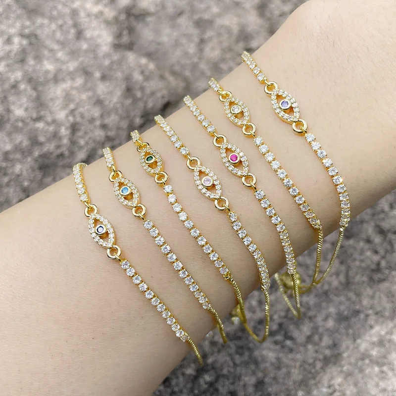Adjustable pull-out zircon bracelet cool style niche design devil eye bracelet jewelry wholesale brg51