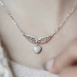  Korean version of the heart pendant female angel wings elegant lady necklace heart-shaped niche o-shaped chain